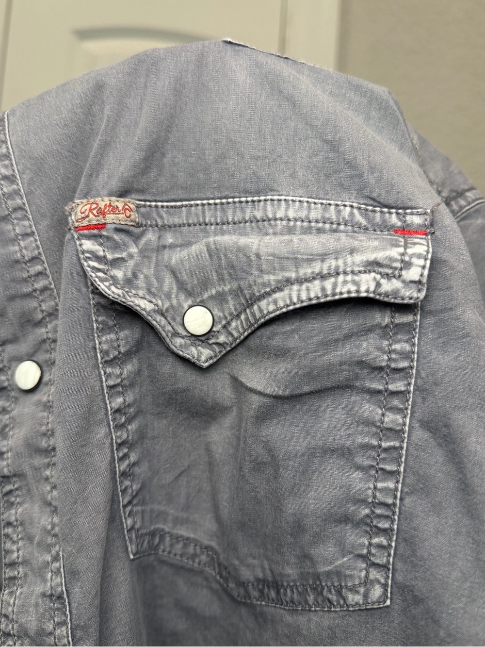 Rafter C Casual Washed Gray Western Button-Down Shirt - Picture 4 of 4